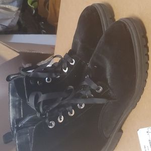 Black Velvet Combat Boots